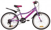 Велосипед 20' хардтейл, рама женская NOVATRACK ALICE V-brake, фиолет., 6 ск. 20 SH 6V.ALICE.VL 21